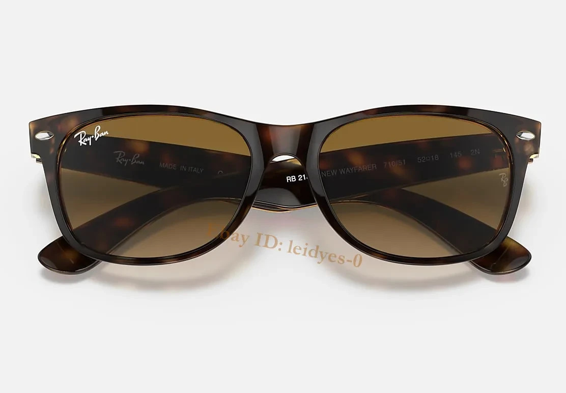Ray-Ban RB2132 New Wayfarer Sunglasses Light Brown Gradient Lens Havana Frame 55