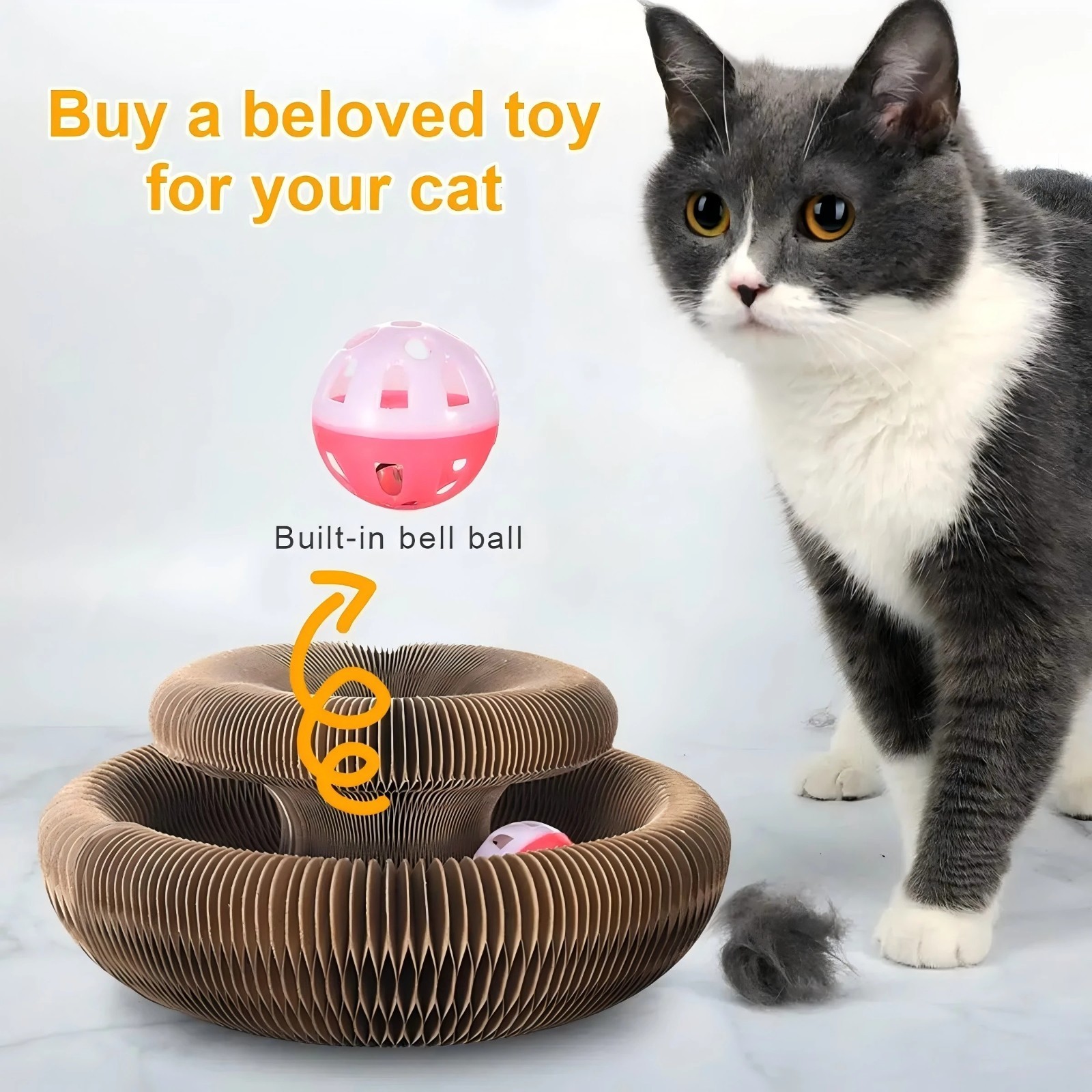 Accordion Magic Organ Cat Scratching Board Toy Kitty Kurlz Ball Scratch Pad