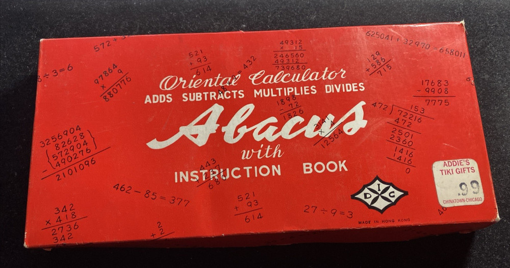 Vintage Oriental Calculator Abacus with Instruction Book