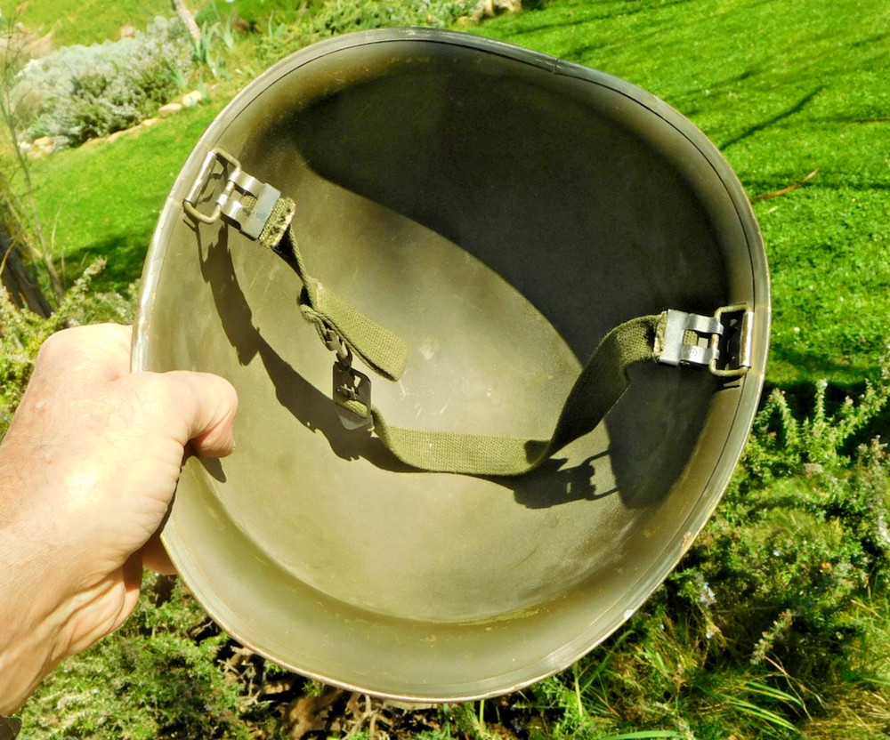 Original WWII era US Army Helmet Shell with chinstrap MP