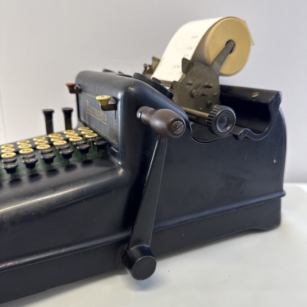 Antique 1920s Burroughs Class 3 Adding Machine Hand Crank, Tested