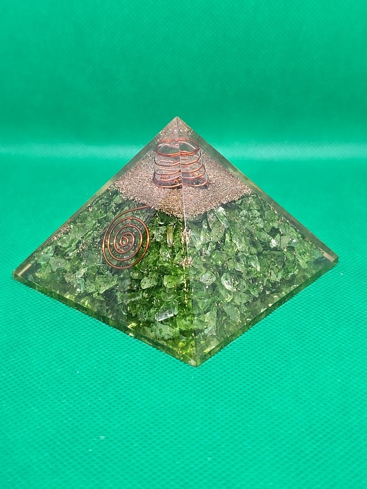 Prehnite Copper Orgone Pyramid 3.5"