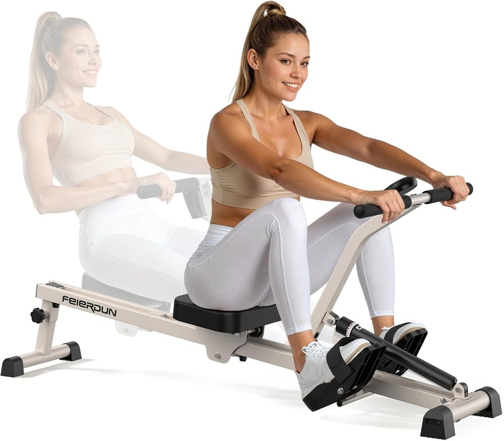 Feierdun Compact Adjustable Rowing Machine for Home 300LBS Weight  12 Levels