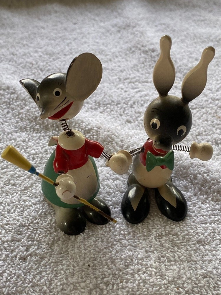 Bunny and Mouse Bobblehead Duo Figurines