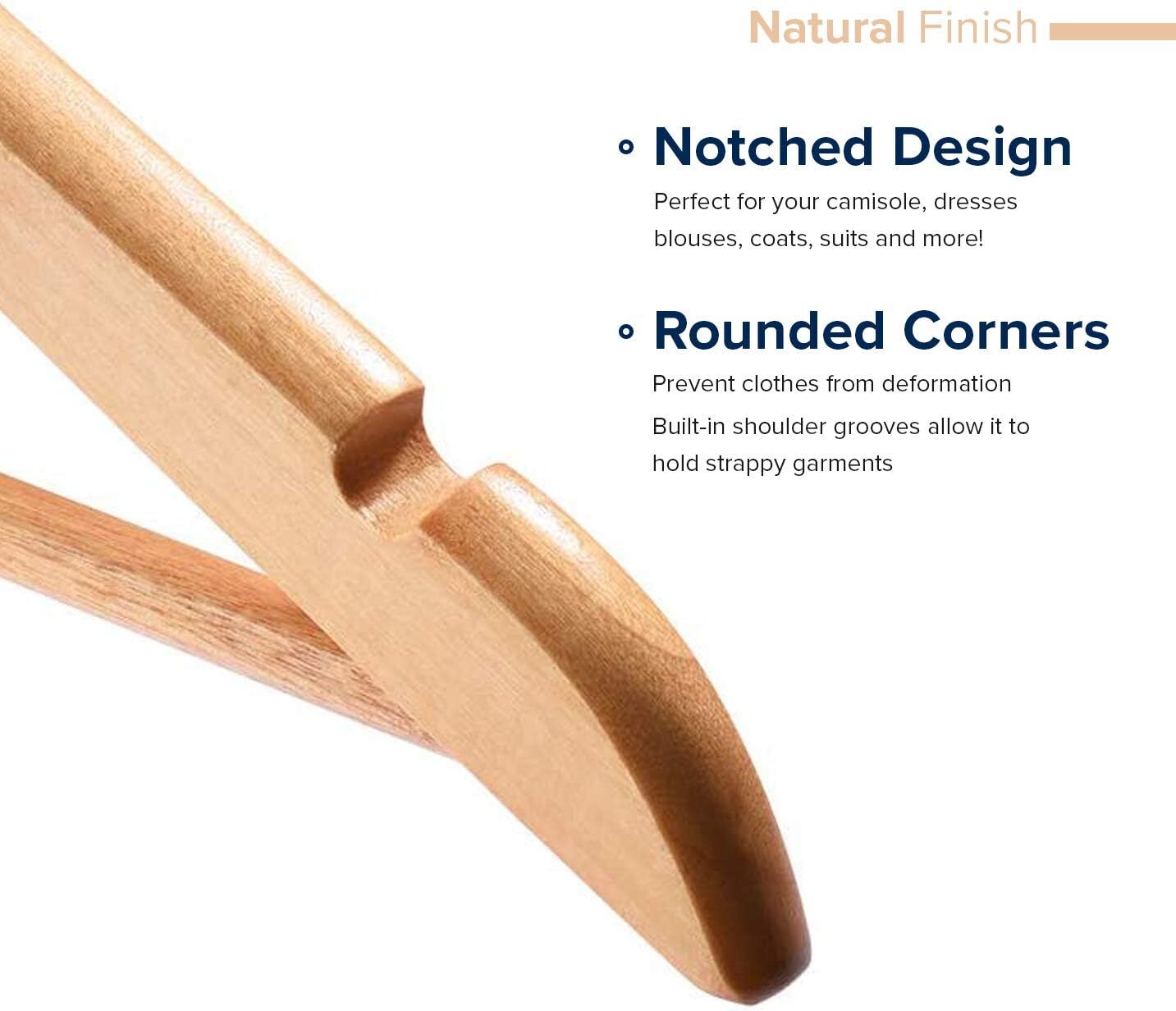 Wooden Hangers Pack of 20 & 80 Suit Hangers Premium Natural Finish Utopia Home