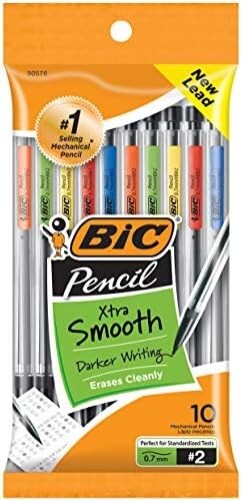 BIC Xtra-Smooth Mechanical Pencils With Erasers, Medium Point (0.7mm), 12-Count