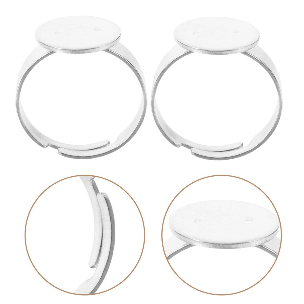 20Pcs 12mm Stainless Steel Ring Holder Adjustable Ring Tray (Silver) Ring Base
