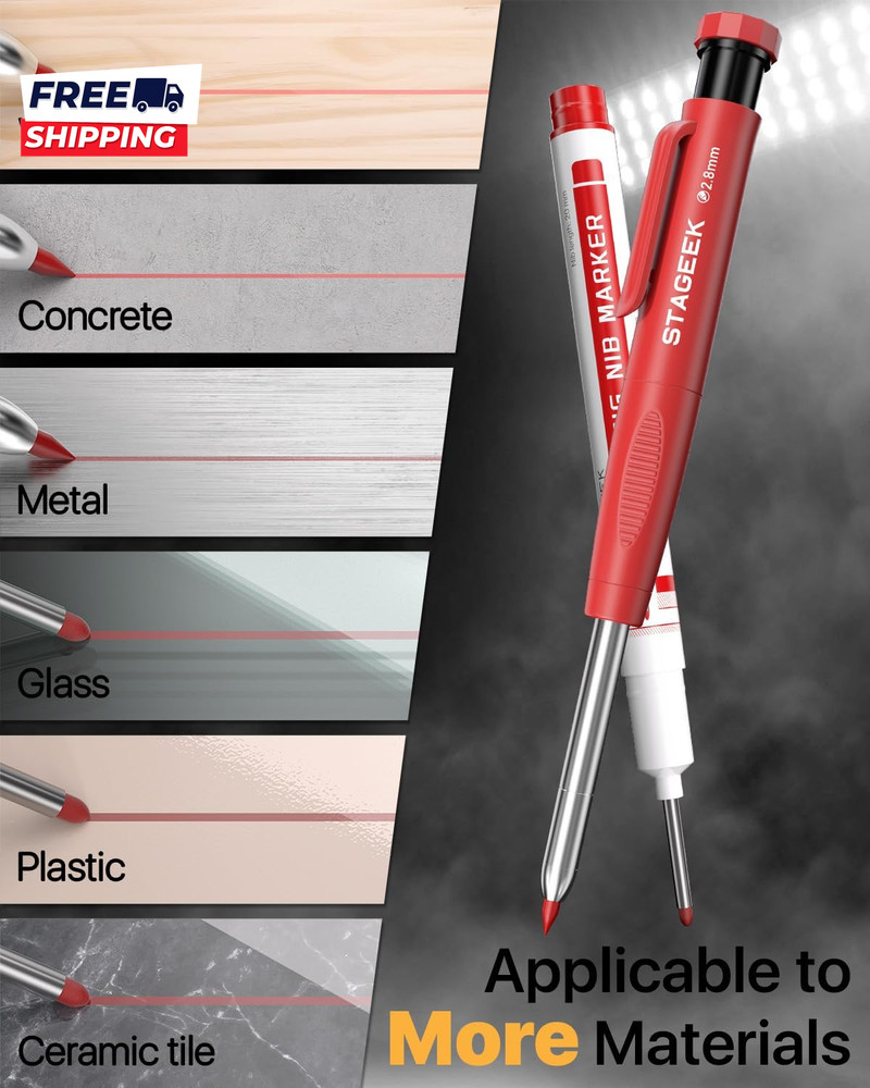 Carpenter Pencils Set with Sharpener Heavy Duty Woodworking Tools with 13 Refill