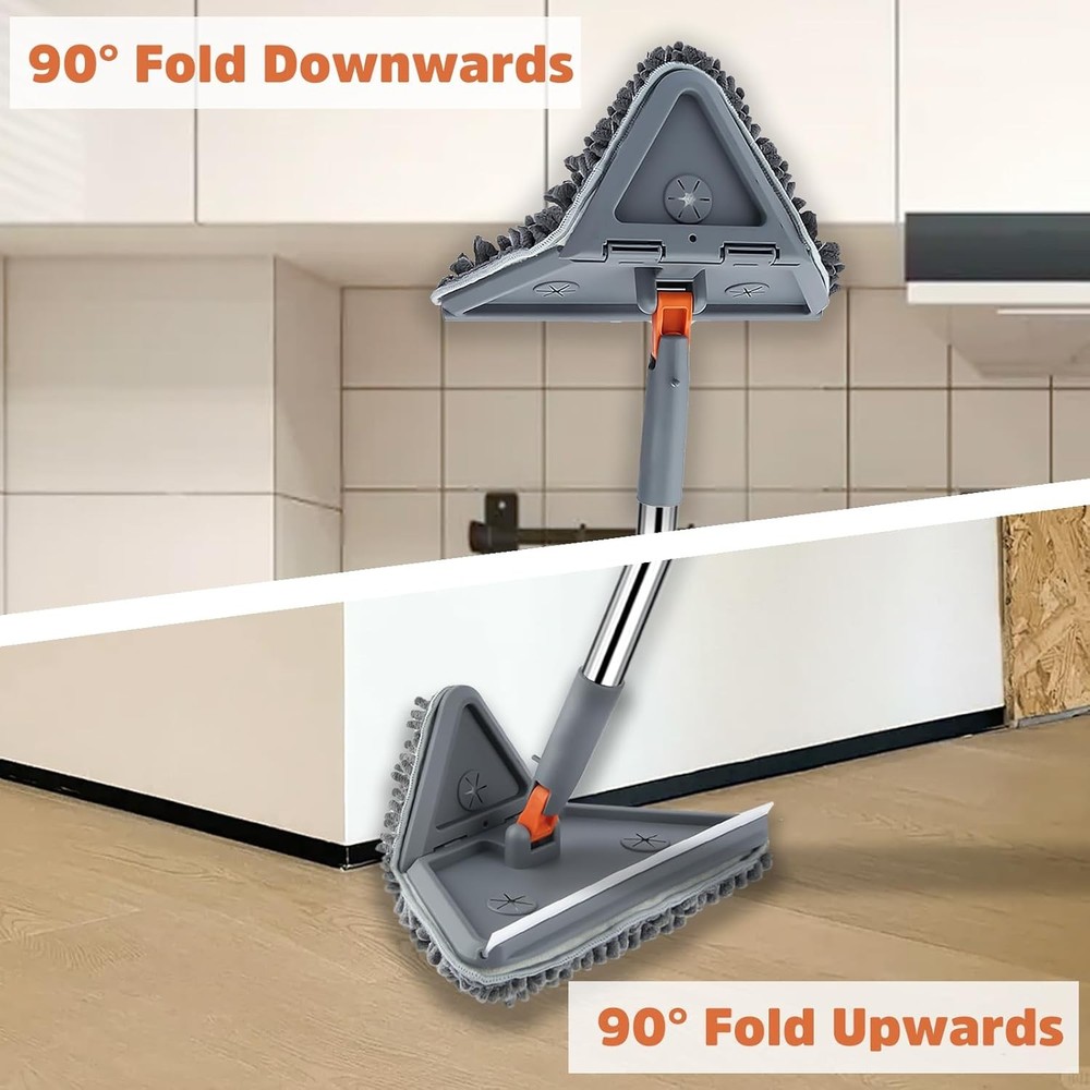 Wall Cleaner Mop with 94" Long Handle, 2-in-1 Triangle & Rectangle Head