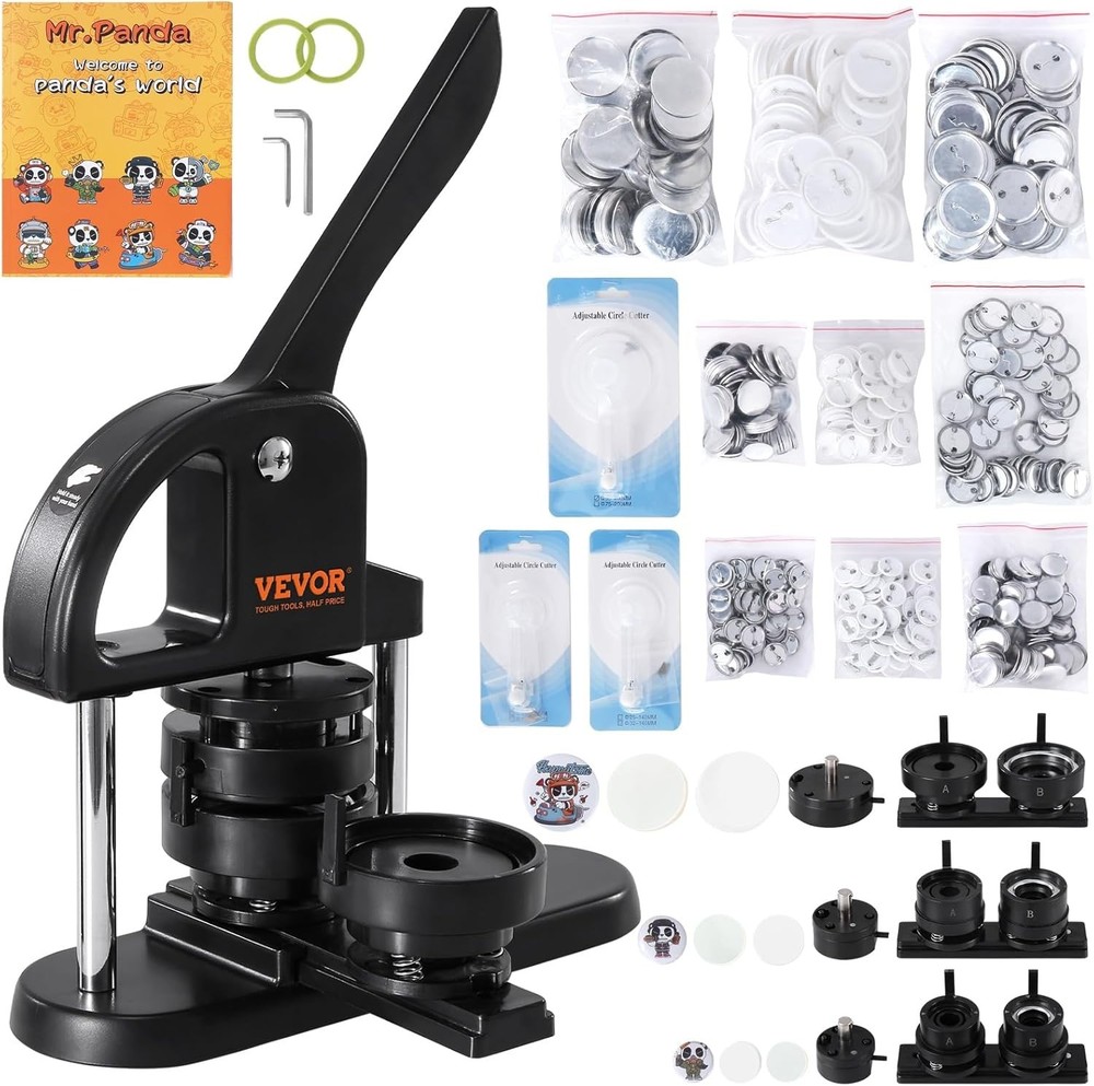 DIY Button Maker Machine - 300 Parts, User-Friendly Design & Panda Magic Book
