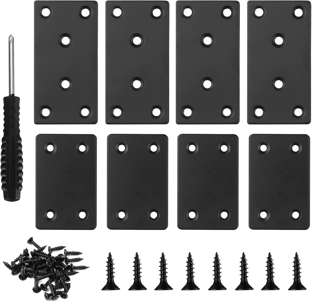 Flat Mending Plates, 8 Pcs Black Metal Straight