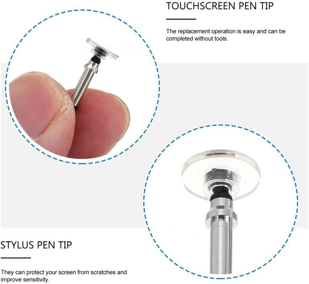 12Pcs Silver Universal Stylus Replacement Disc Tips Round Shape