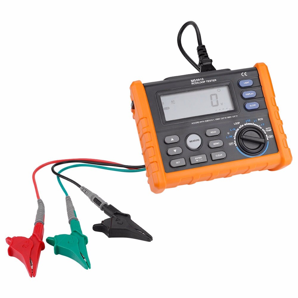 RCD Loop Resistance Tester Multimeter GFCI Lo Digital Resistance Meter Tool