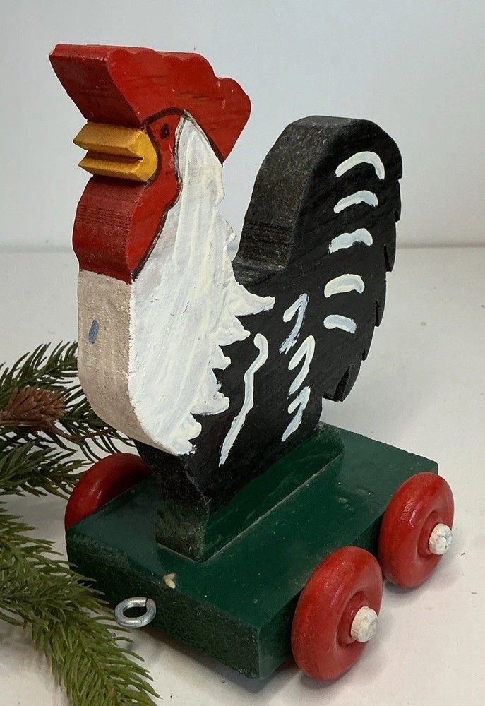 Vintage Wooden Chicken Pull Toy