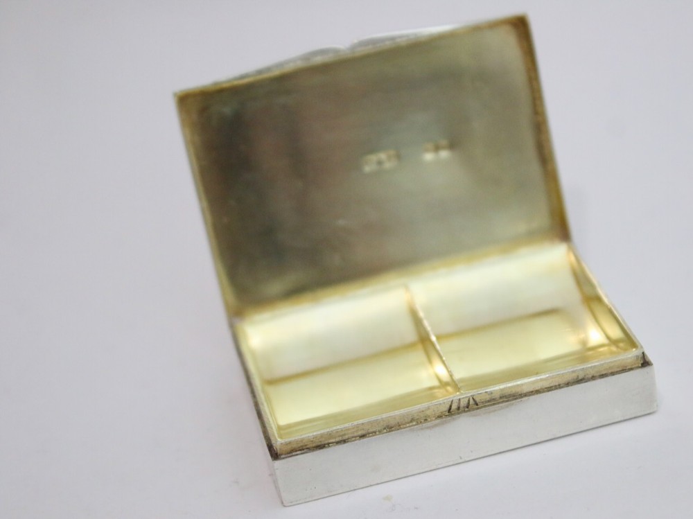 Antique Sterling solid silver double stamp box 43.5g 1900 Cohen & Charles