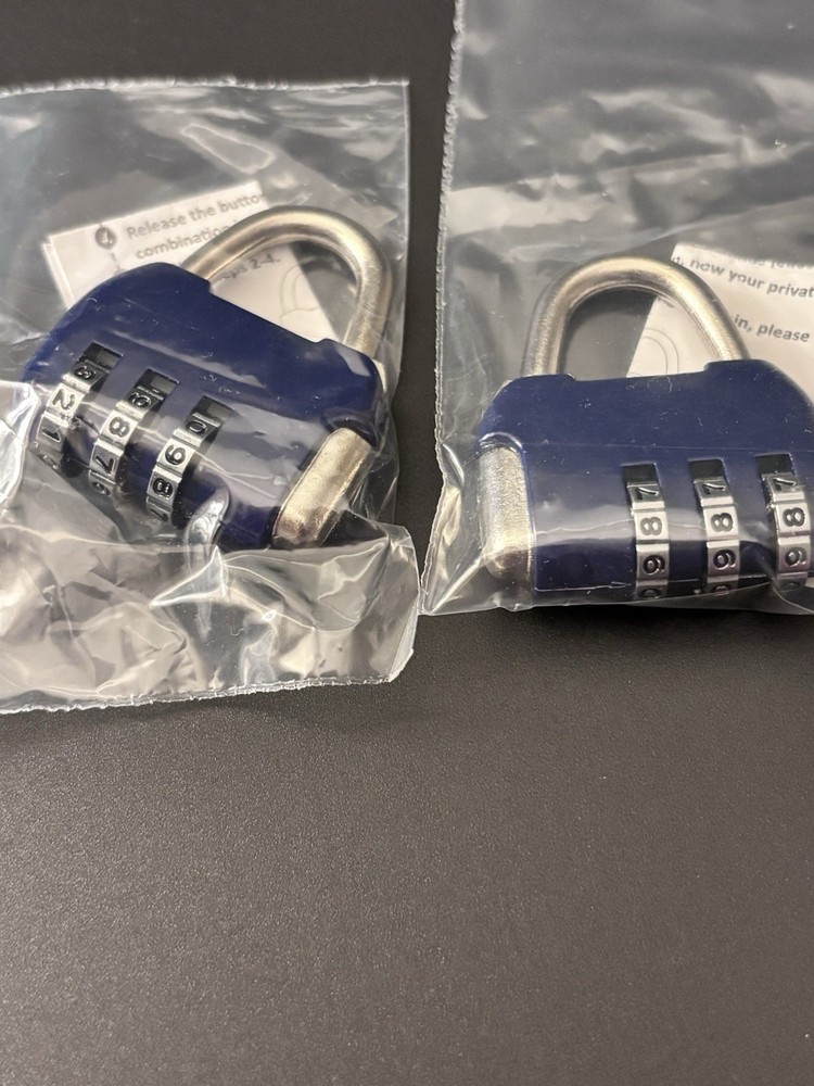 blue 4-digit resettable combination padlocks, suitable for securing gym lockers