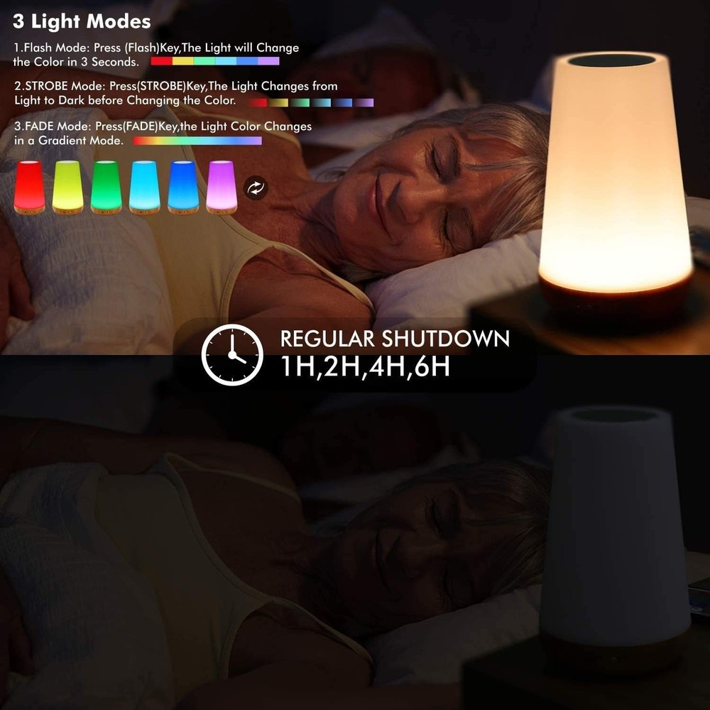 THAUSDAS Night Light, Dimmable Touch Lamp for Bedroom, Portable Table Brown