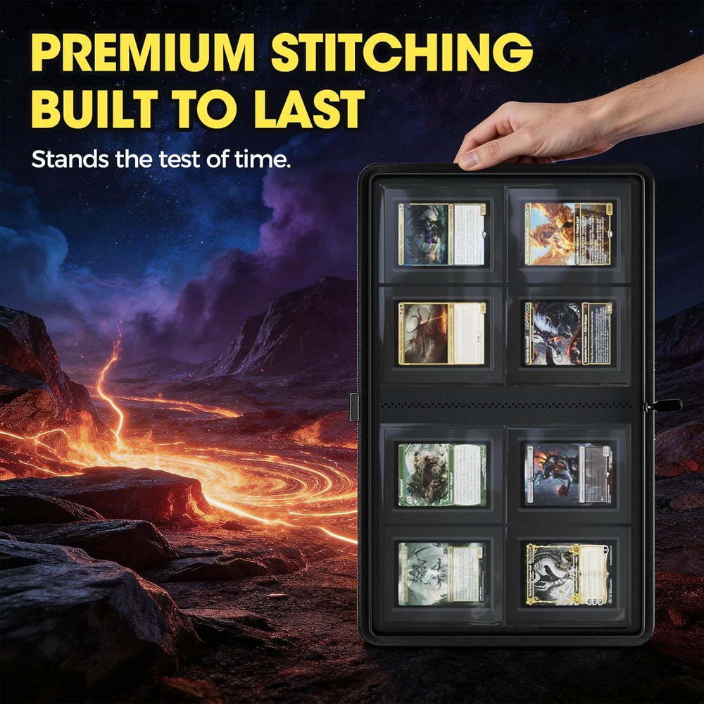 4 Pocket Top Loader Binder, Holding 144 Cards in 3"X4" Toploaders, Side Loading