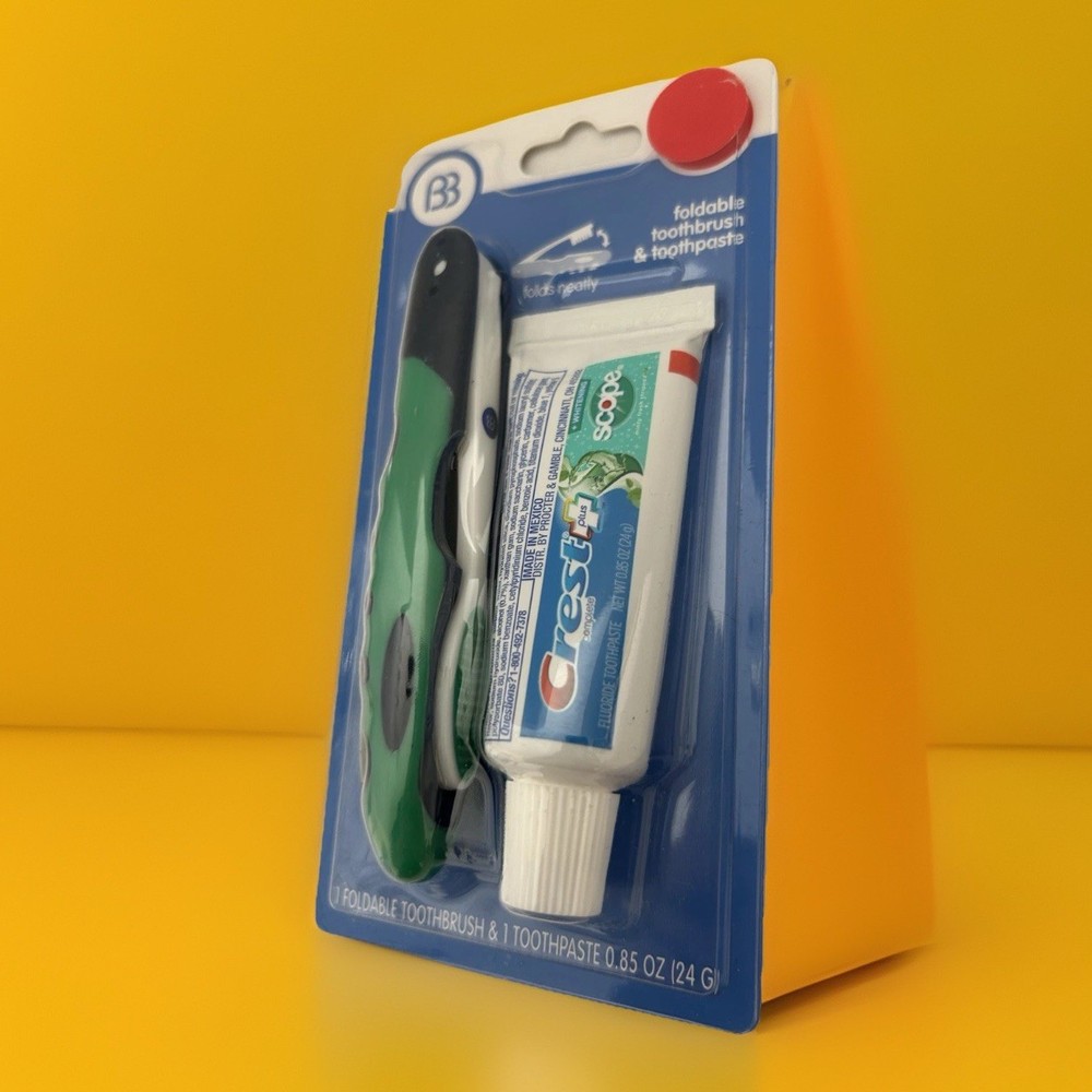BB Foldable Toothbrush and Toothpaste *Teal Color*