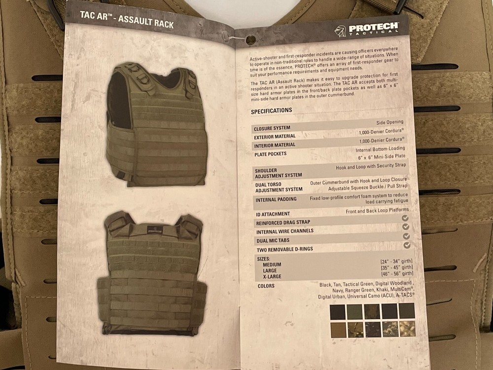 PROTECH Tactical Plate Rack Carrier AWS VCS 10X12 X-Large Tan Webless