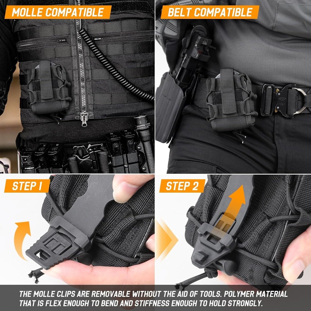 US Tactical Molle Handcuff Case Open Top Handcuff Holder Clip Strap Accessories