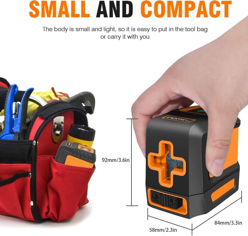 Precision Self-Leveling Cross Line Laser Level - Green/Red Beam, Durable