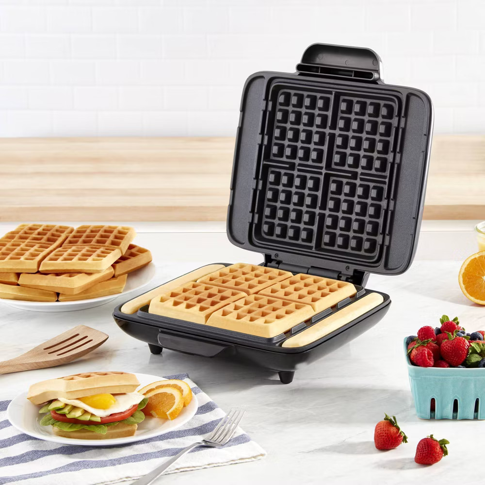 Dash No-Drip Waffle Maker Graphite Nonstick Belgian 1200W Surface 99 sq in