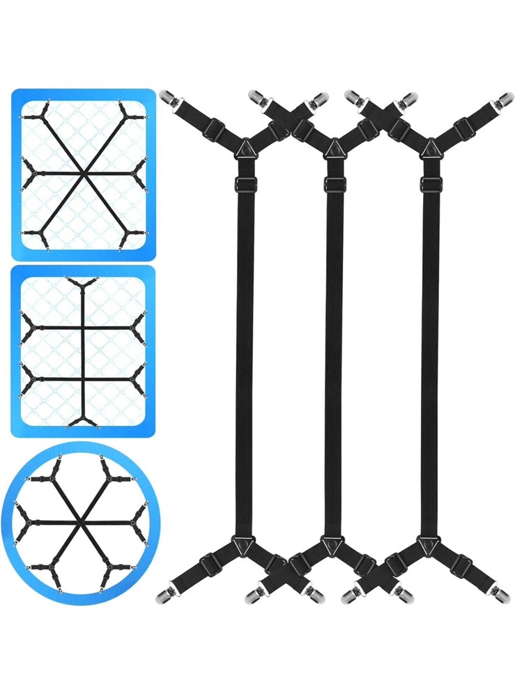 3 Pcs Tuyeabc Bed Sheet Holder Straps, Triangle Adjustable Elastic Fitted Clips