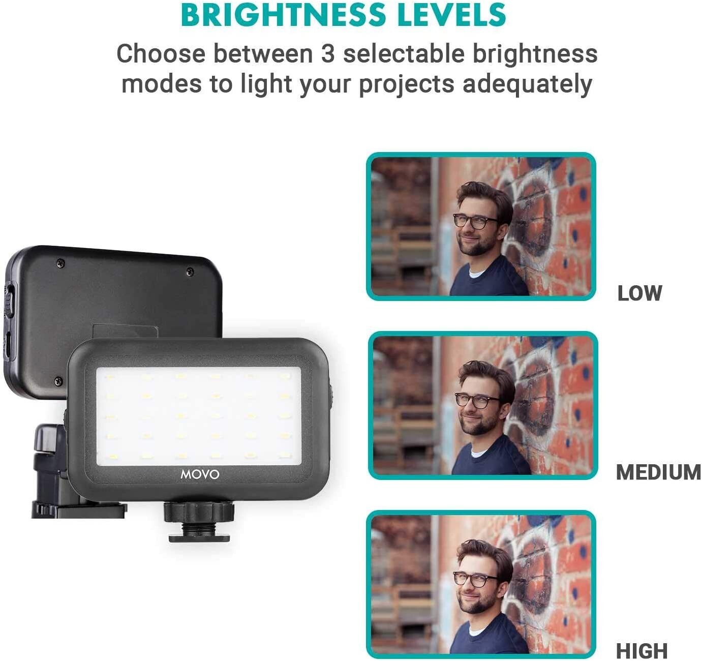 Movo LED-30 Rechargeable Mini LED Video Light Panel with Adjustable Brightness