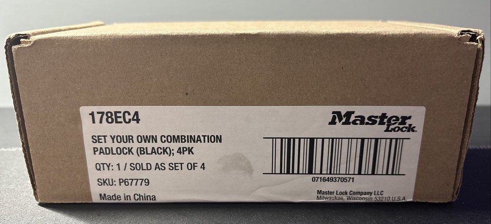 Master Lock Set Your Own Combination Padlock (Black) 4pk (178EC4)