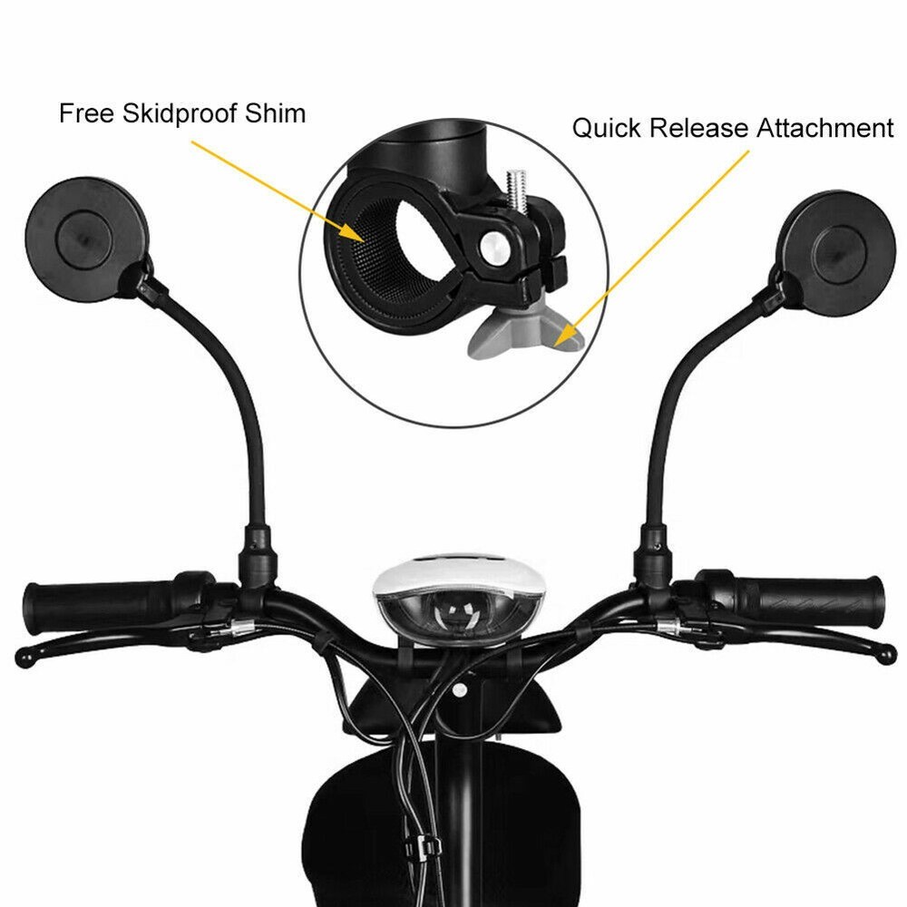 Bike Handlebar Mirror 2 Pack - Rotatable And Adjustable Wide Angle Rear View US