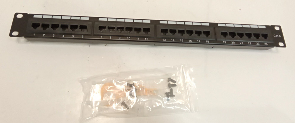 ADI Pro 0E-C6PP24 CAT6 Network Patch Panel 24 Port 19" 1U Rackmount Black Qty 1