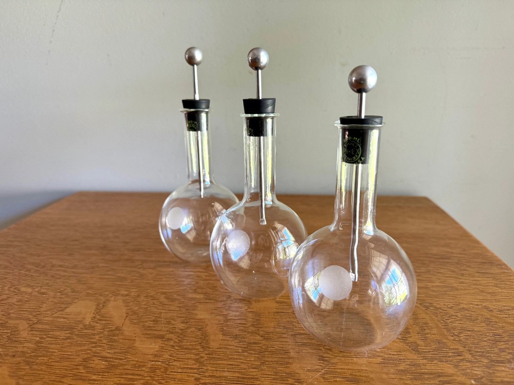 Set of 3 Pyrex 250ml Round Laboratory Leyden Flask| Pyrex Science Flask