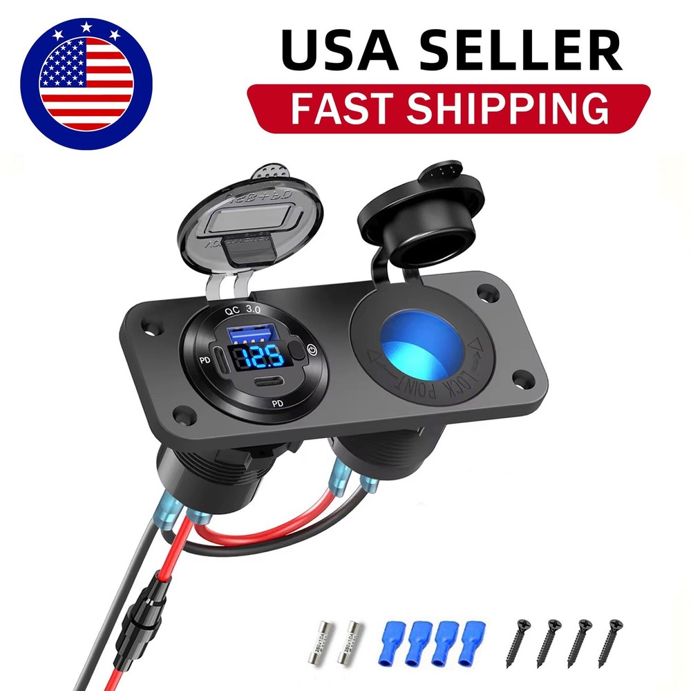 WNNBTOVN 2 in 1 Fast Car Charger Cigarette Lighter Socket Panel Digital Switch