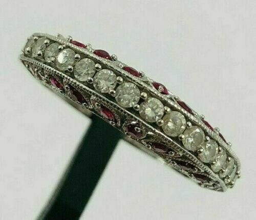 Art Deco 2.70Ct Lab-Created Diamond & Ruby Vintage Style Wedding Ring 925 Silver
