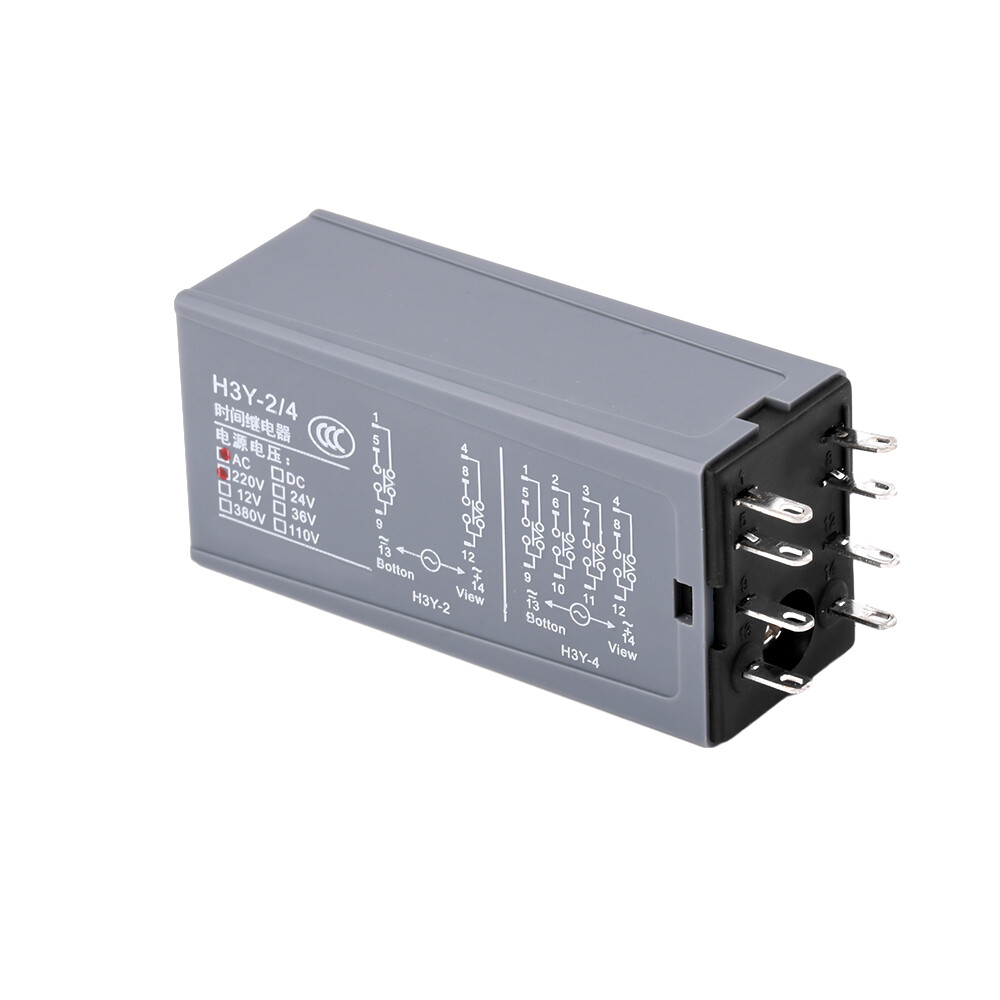 2Pcs Adjustable Digital Time Relay Cycle Time Delay Relay with Base AC 220V