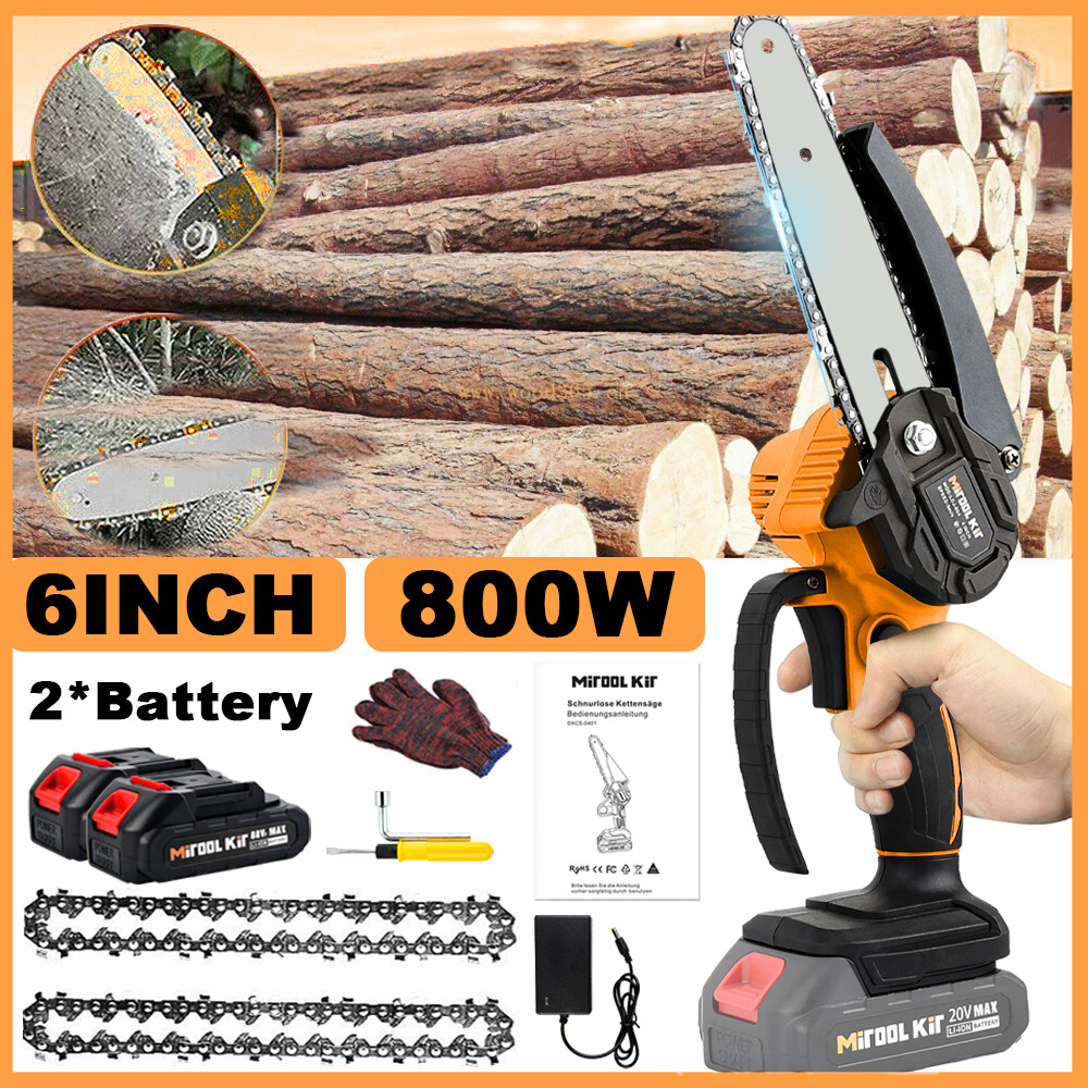 2 Battery Mini Electric Chain Saws Cordless Handheld Portable Small Chainsaw