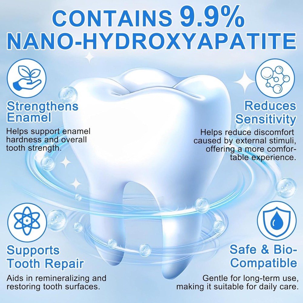 9.9% Hydroxyapatite Toothpaste - 2 Pack, Protects Enamel and Strengthens Teeth,