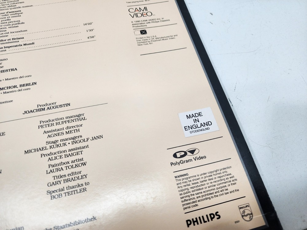 Laserdisc-Carmina Burana- VG