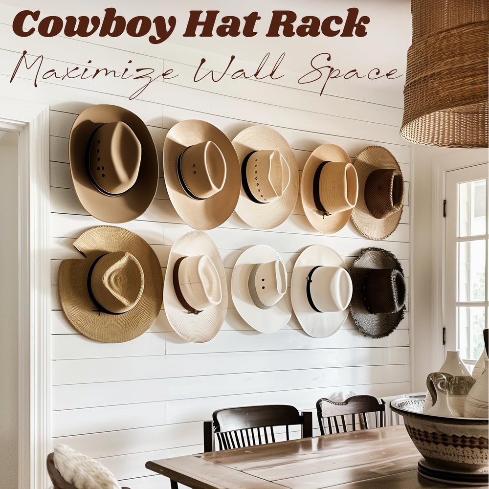 TUSPIPAL 2.9Inch Hat Hooks for Wall - (8 Pack) Cowboy Black
