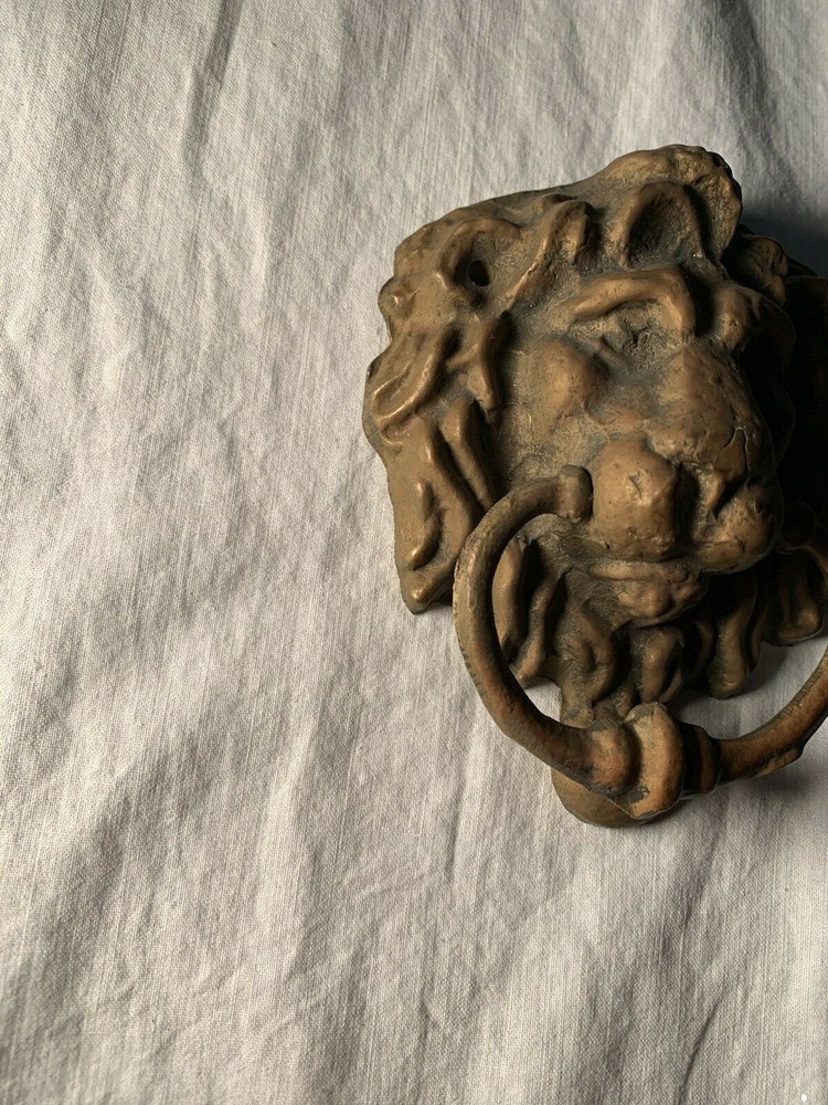 Vintage Brass Lion Head Door Knocker