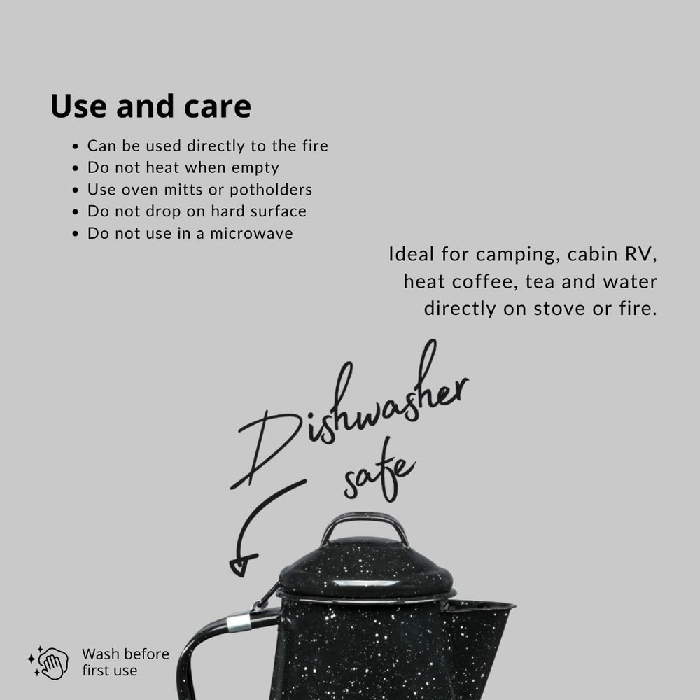 Granite Ware Coffee Boiler, 3Quart Stovetop or Campfire Coffee Pot, Durable ...
