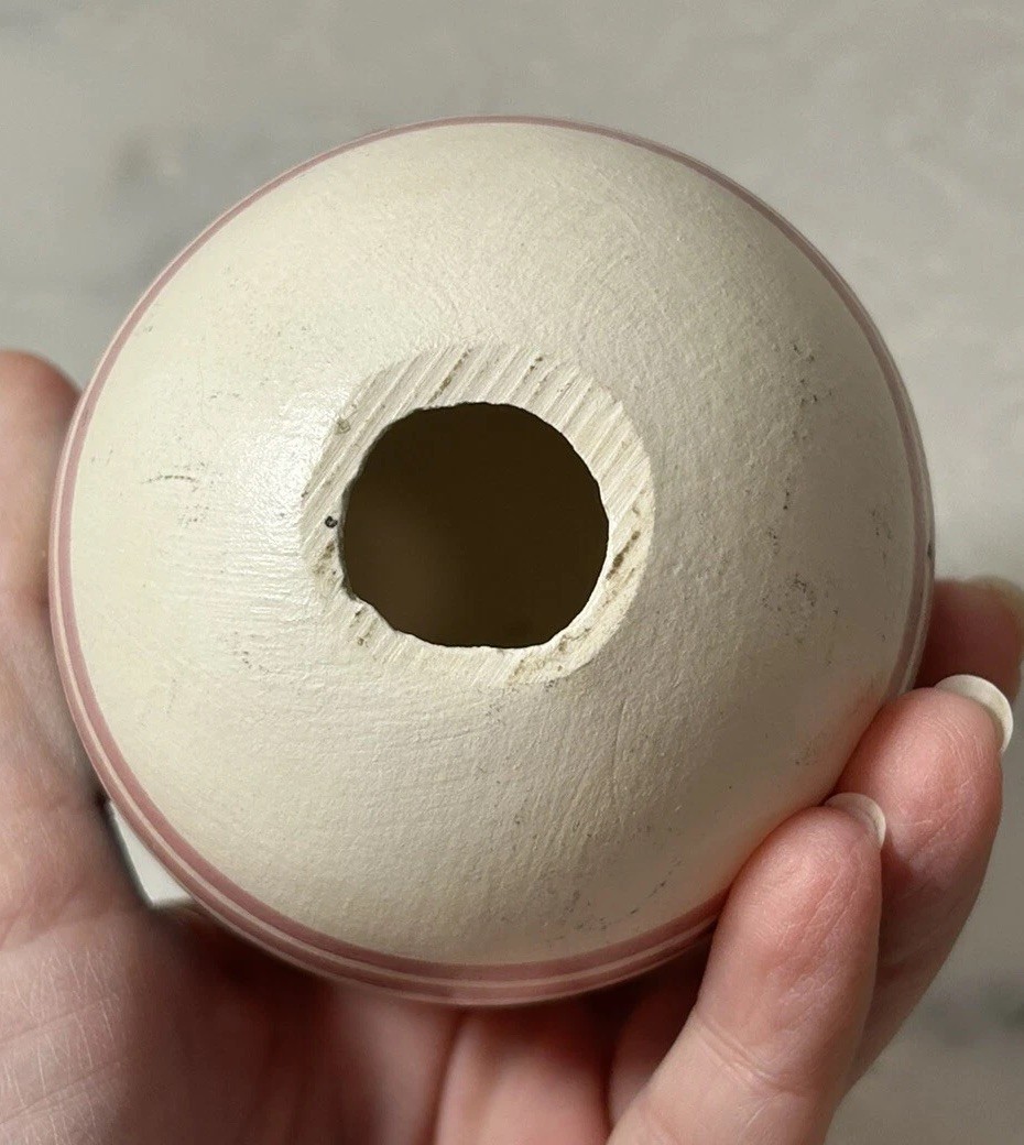 VTG Navajo Keda Dineh Native American Pottery Egg Hand Painted Carved Signed