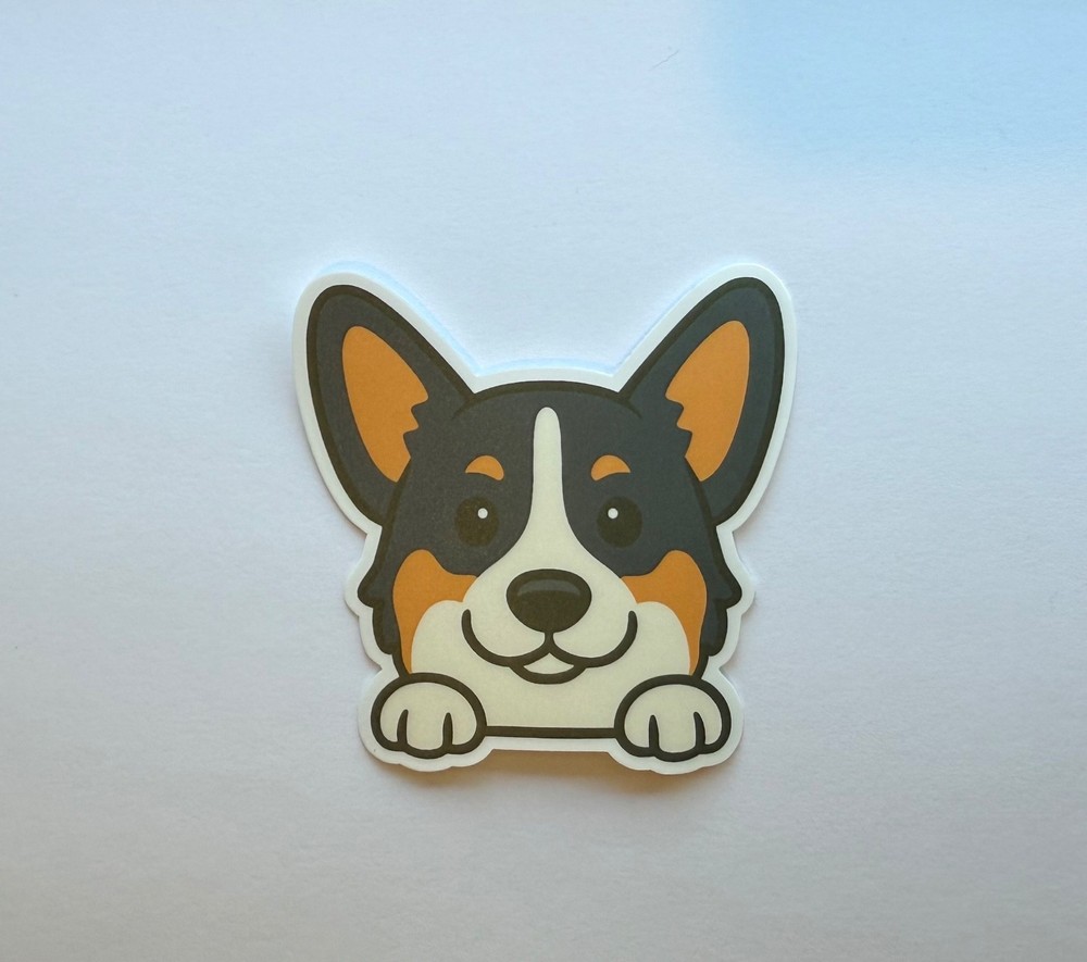 Corgi (Black Tri) Peeking Sticker