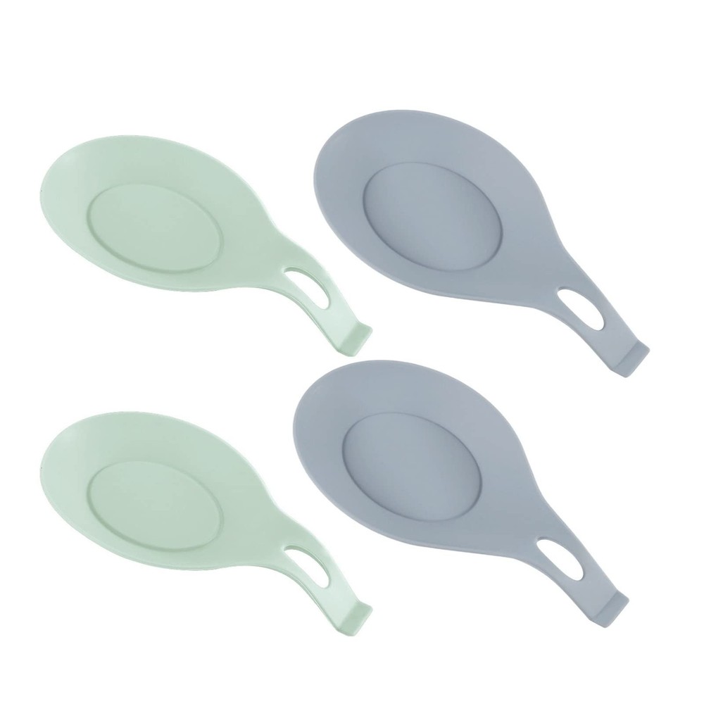 4-PACK Silicone Spoon Rest for Kitchen Counter, Kitchen Gadgets Organizer Kit...