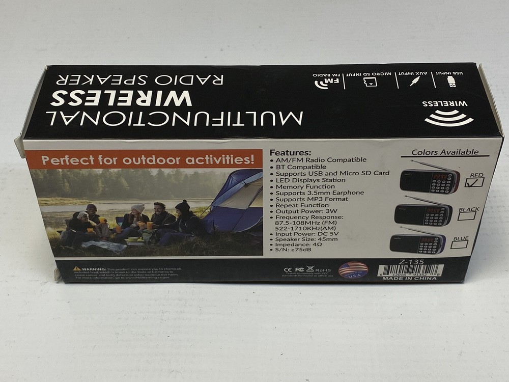 Sunflash Z-135 Multi-Functional Wireless Radio Speaker Bluetooth USB Red