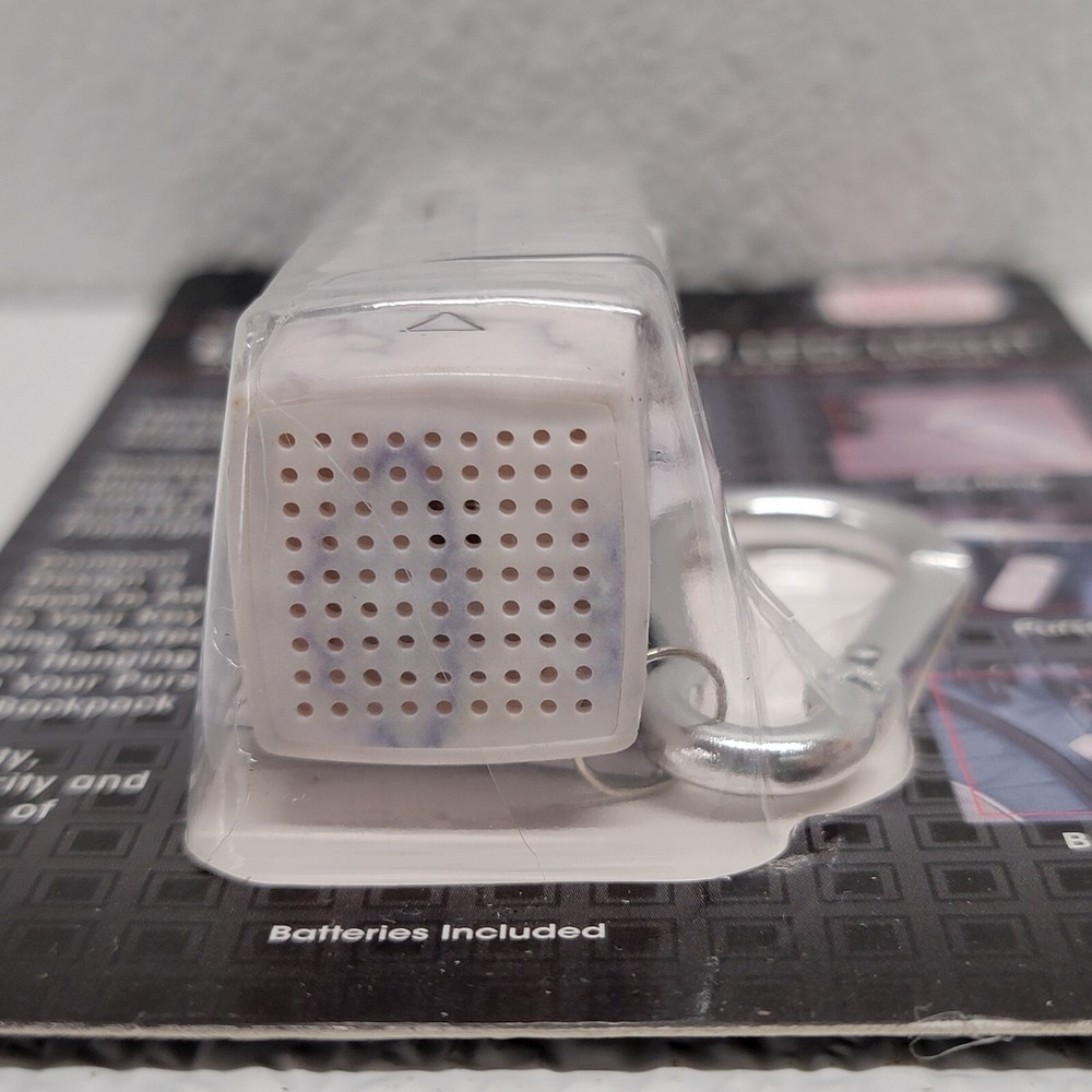 Securebrite Lipstick Alarm LED Light Keychain White Gray Marble Design