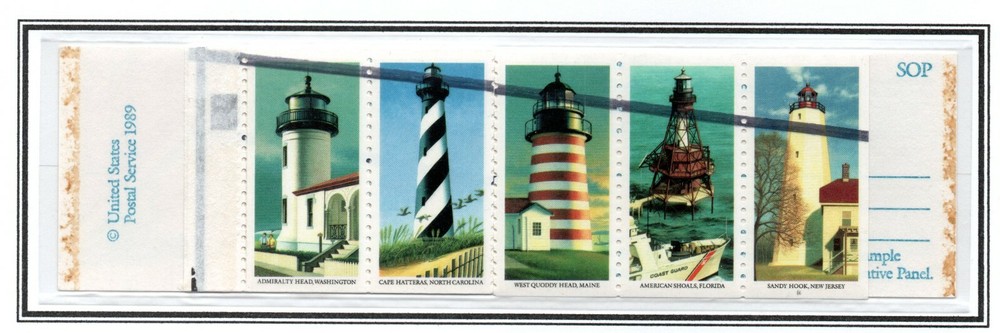 US Scott #2474b booklet pane, with printer's rejection mark