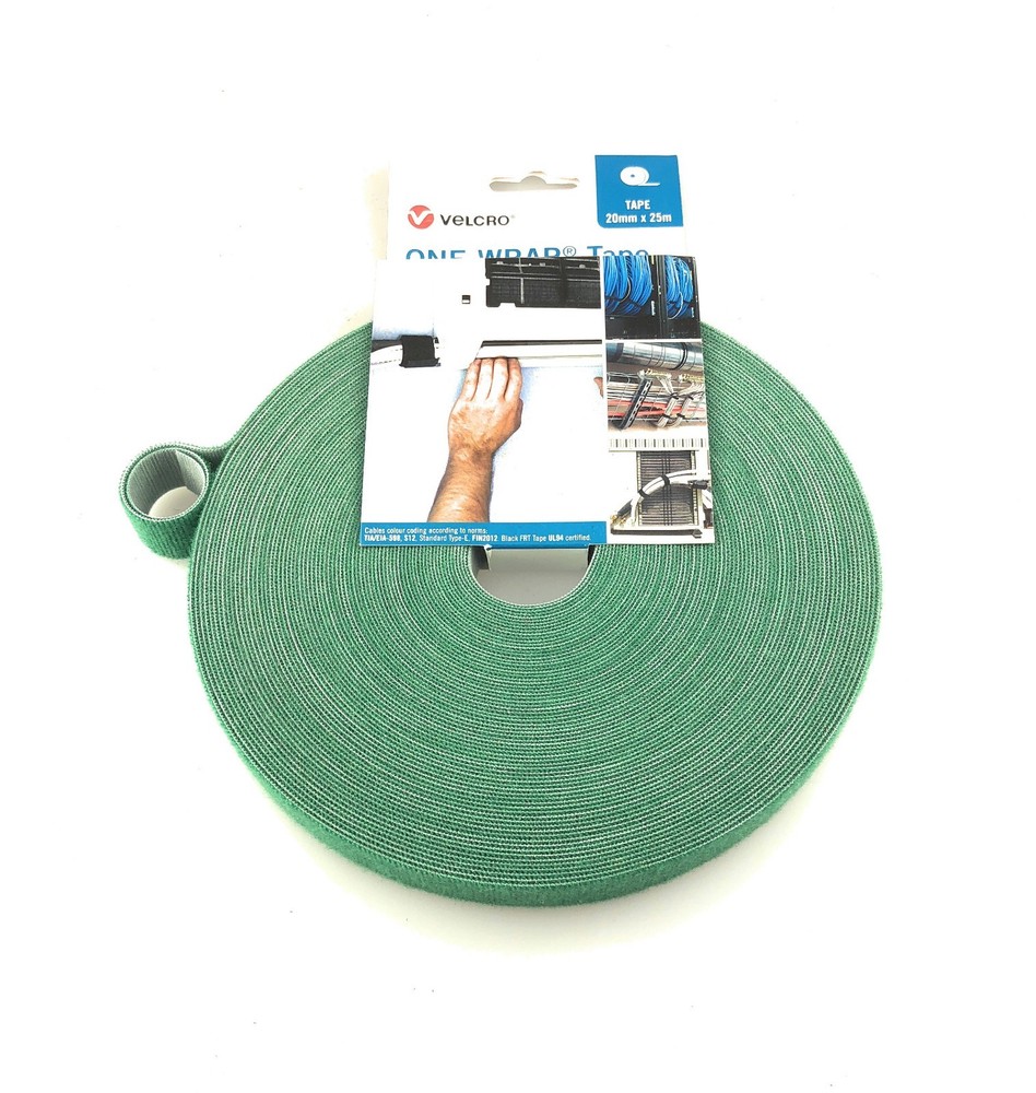 VELCRO® Hook and loop ONE-WRAP® double sided Strapping black and white, green 1m