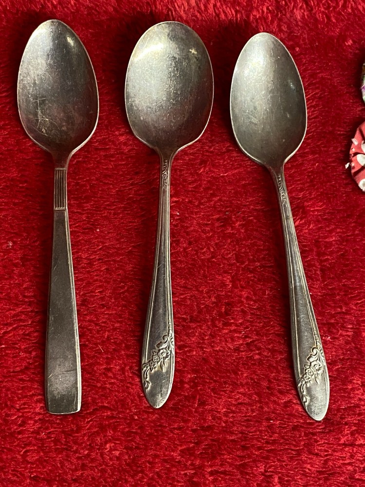 3 Vtg Silver Plate Teaspoons by Different Makers